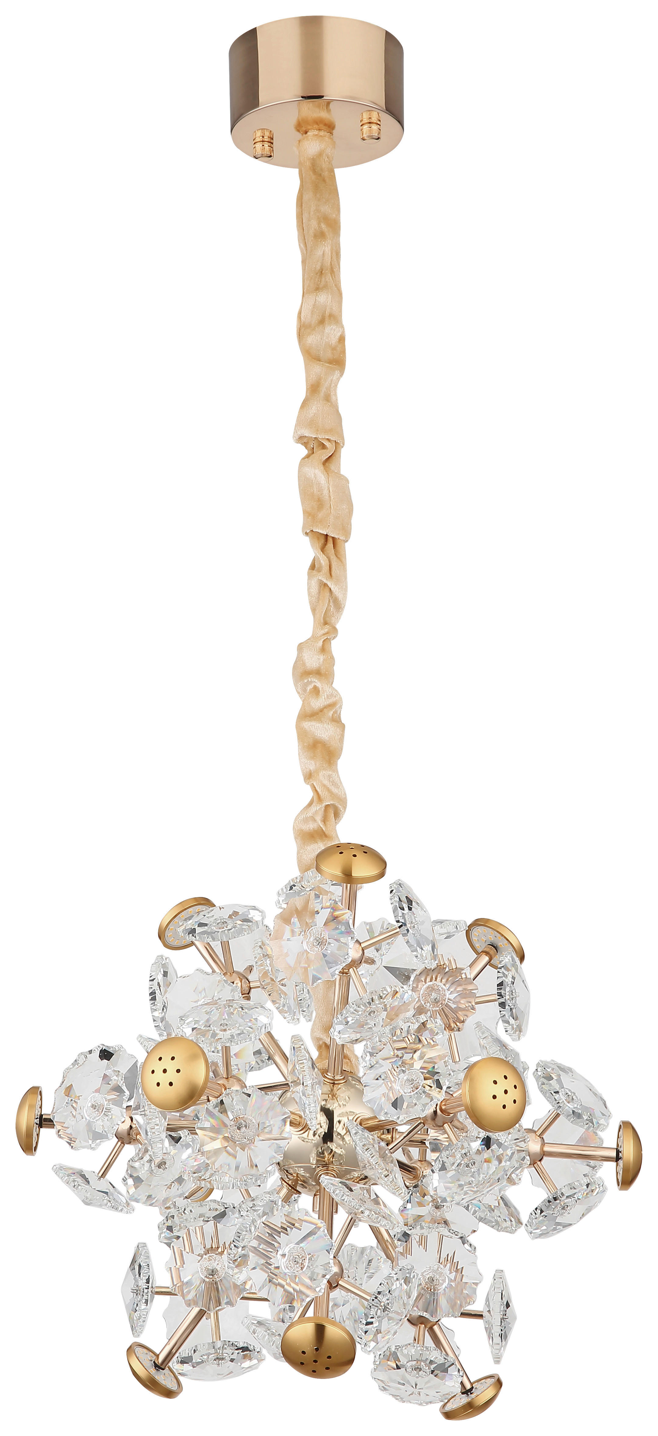 GLOBO Pendelleuchte gold klar Metall Glas H/D: ca. 120x40 cm 1.0 Brennstellen Floriella - gold/klar (40,00/120,00cm) - GLOBO