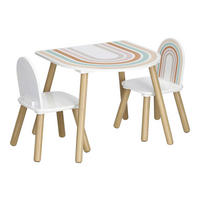 Zeller Kindertisch mit 2 Stühlen Rainbow bunt Kiefer B/H/T: ca. 55x55x45 cm Rainbow - weiß/bunt (55,00/55,00/45,00cm) - Zeller