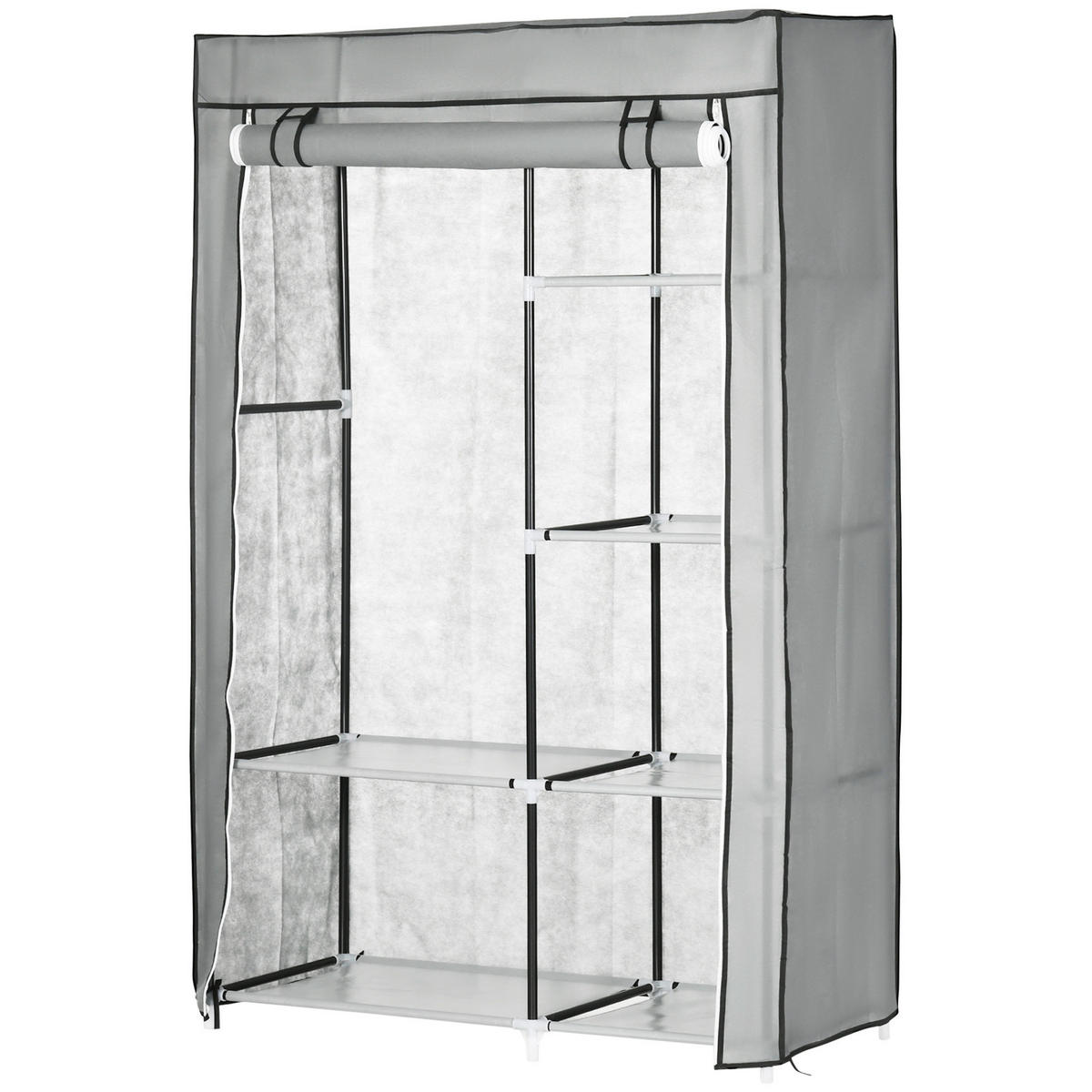 HOMCOM Kleiderschrank grau Polypropylen B/H/L: ca. 43x103x162,5 cm Stoffschrank - grau (162,50/43,00/103,00cm) - HOMCOM