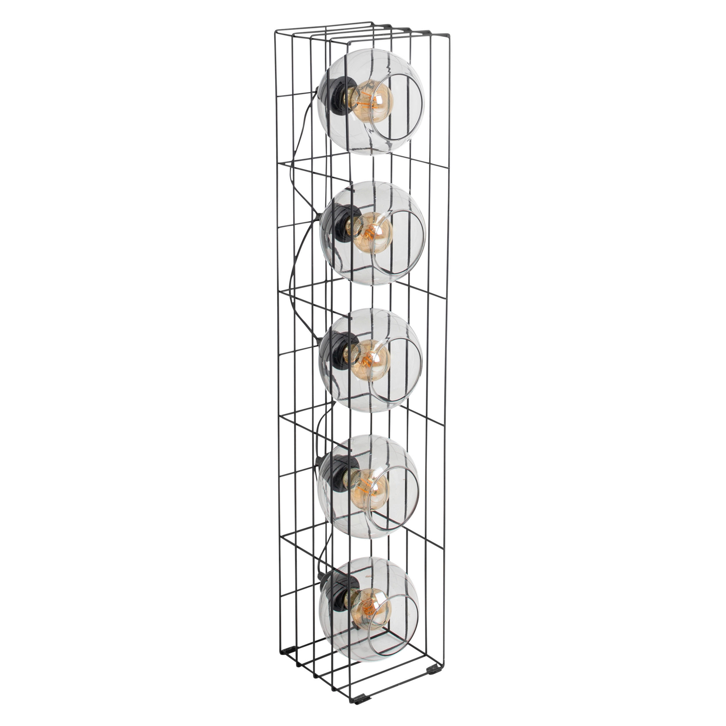 Näve Leuchten Stehleuchte 2084222 schwarz Glas Metall B/H/T: ca. 18x95x18 cm 5 Brennstellen Cesta - schwarz (18,00/95,00/18,00cm) - Näve Leuchten