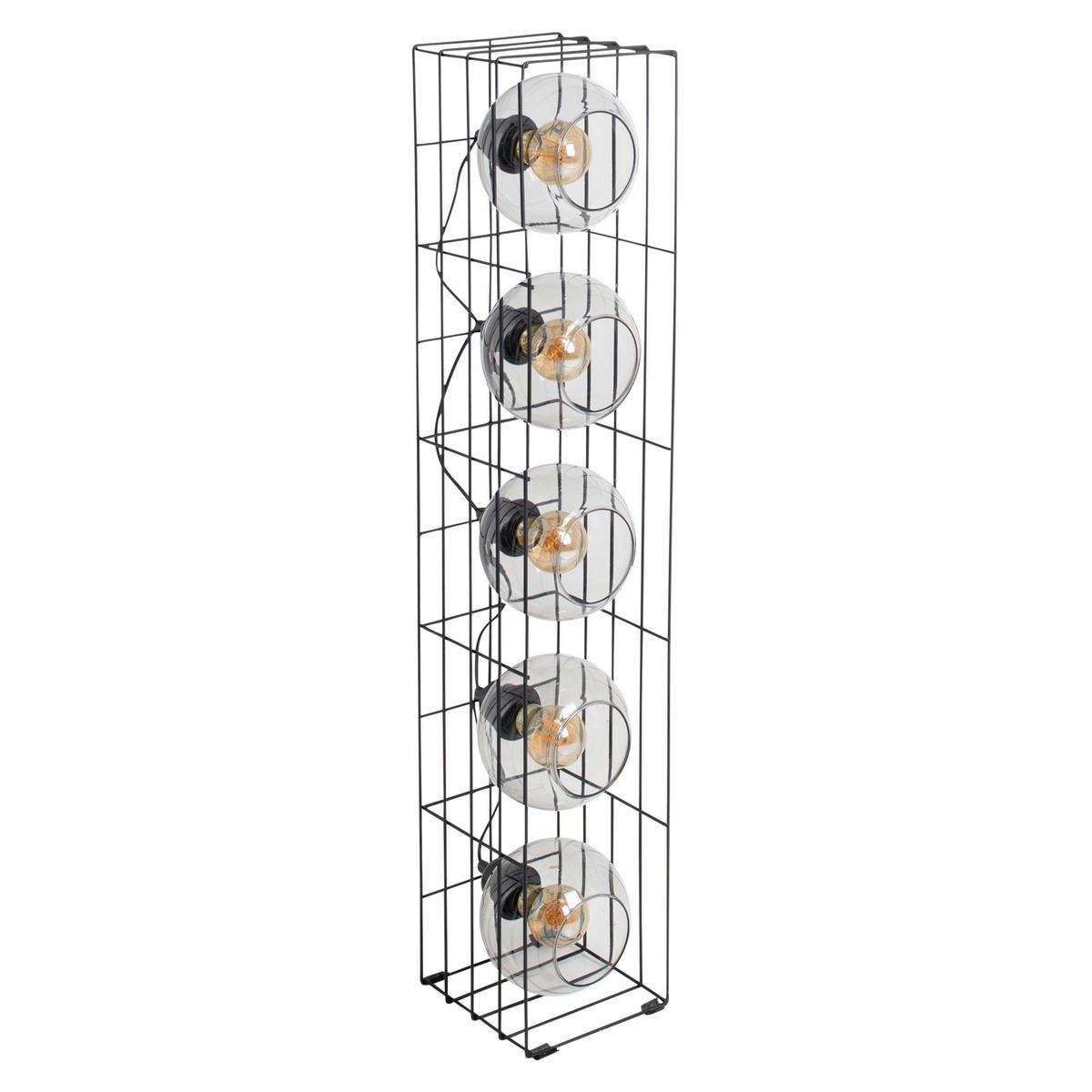 Näve Leuchten Stehleuchte 2084222 schwarz Glas Metall B/H/T: ca. 18x95x18 cm 5 Brennstellen Cesta - schwarz (18,00/95,00/18,00cm) - Näve Leuchten