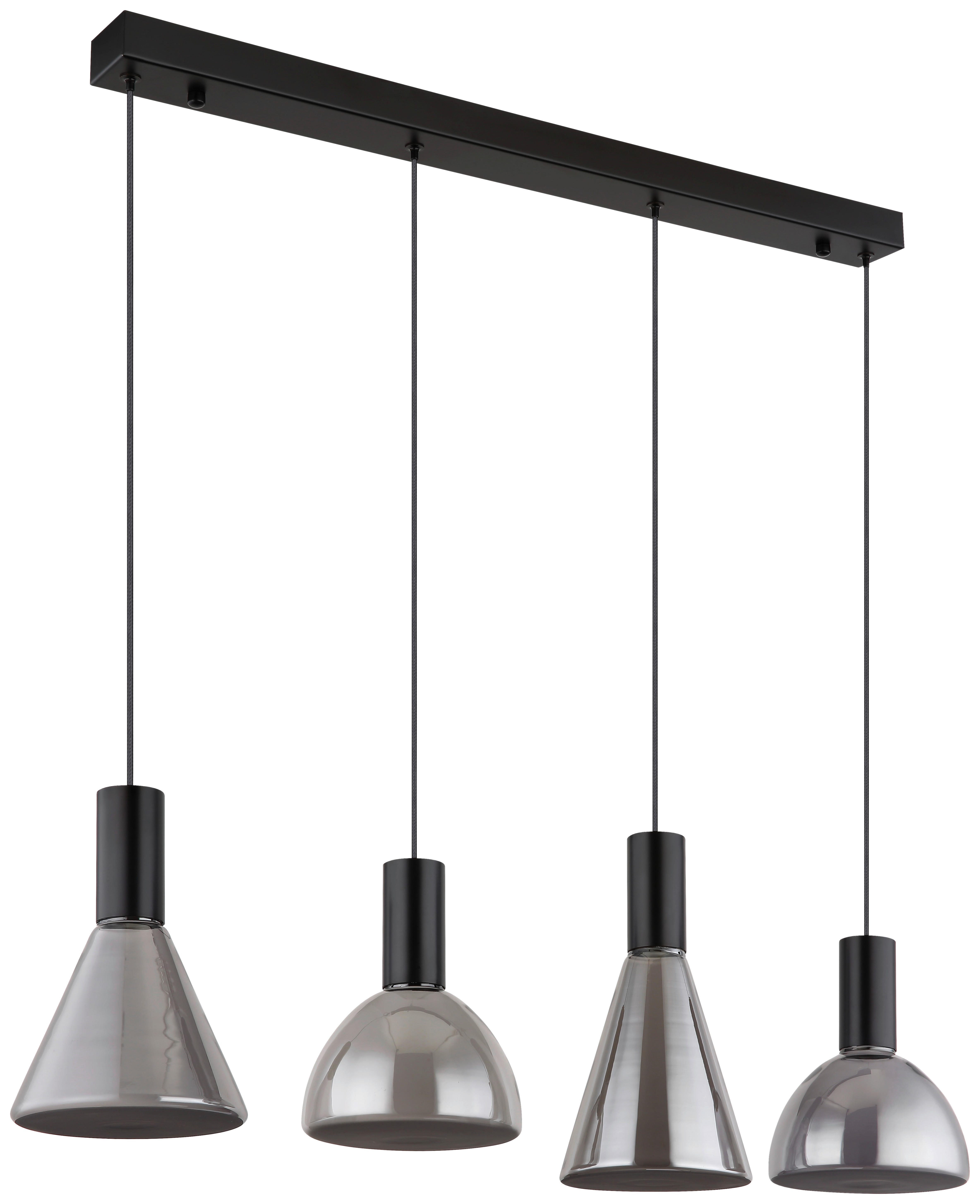 GLOBO LED-Pendelleuchte mattschwarz Rauch Metall Glas B/H/T: ca. 17x150x87 cm LABORA - Rauch/mattschwarz (17,00/150,00/87,00cm) - GLOBO