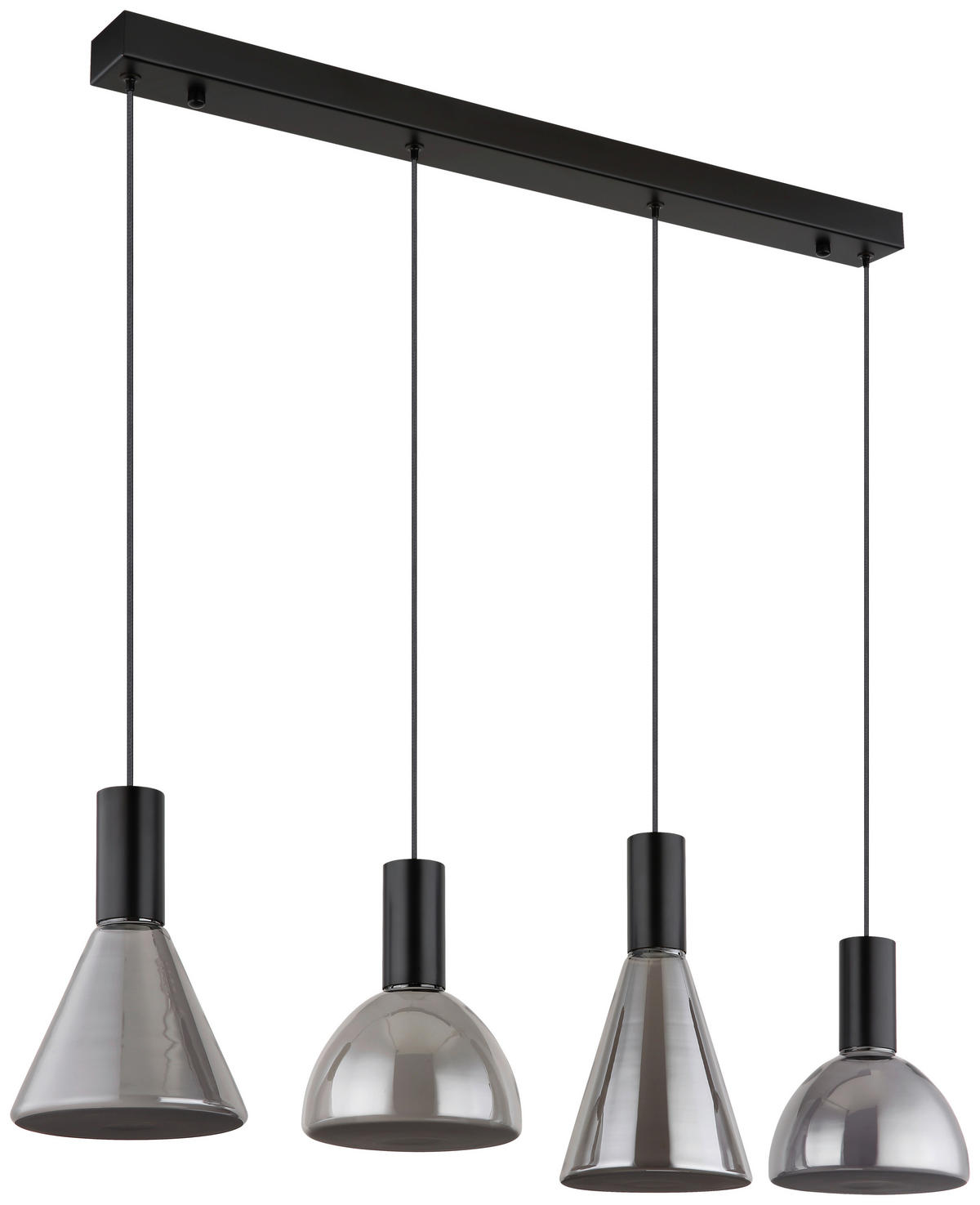 GLOBO LED-Pendelleuchte mattschwarz Rauch Metall Glas B/H/T: ca. 17x150x87 cm LABORA - Rauch/mattschwarz (17,00/150,00/87,00cm) - GLOBO