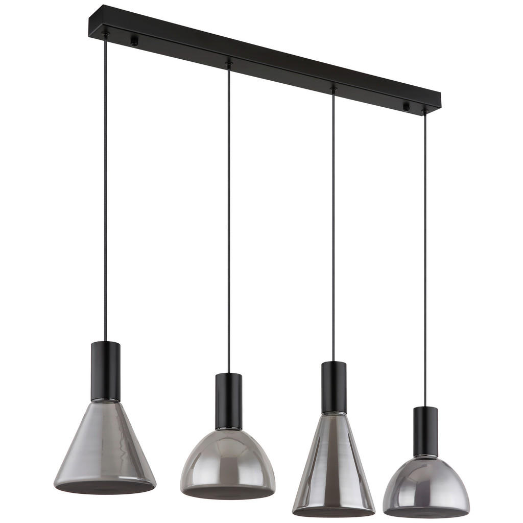 Thumbnail - GLOBO LED-Pendelleuchte mattschwarz Rauch Metall Glas B/H/T: ca. 17x150x87 cm