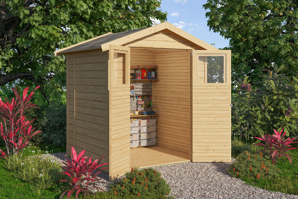 Karibu Gartenhaus Tito 2 natur B/H/T: ca. 180x222x152 cm Tito 2 - natur (180,00/222,00/152,00cm) - Karibu