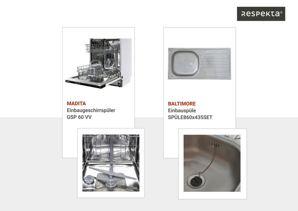 Respekta Inselküche Hilde weiß matt B/H/T: ca. 280x205x60 cm Hilde - Eiche/weiß (280,00/205,00/60,00cm) - Respekta