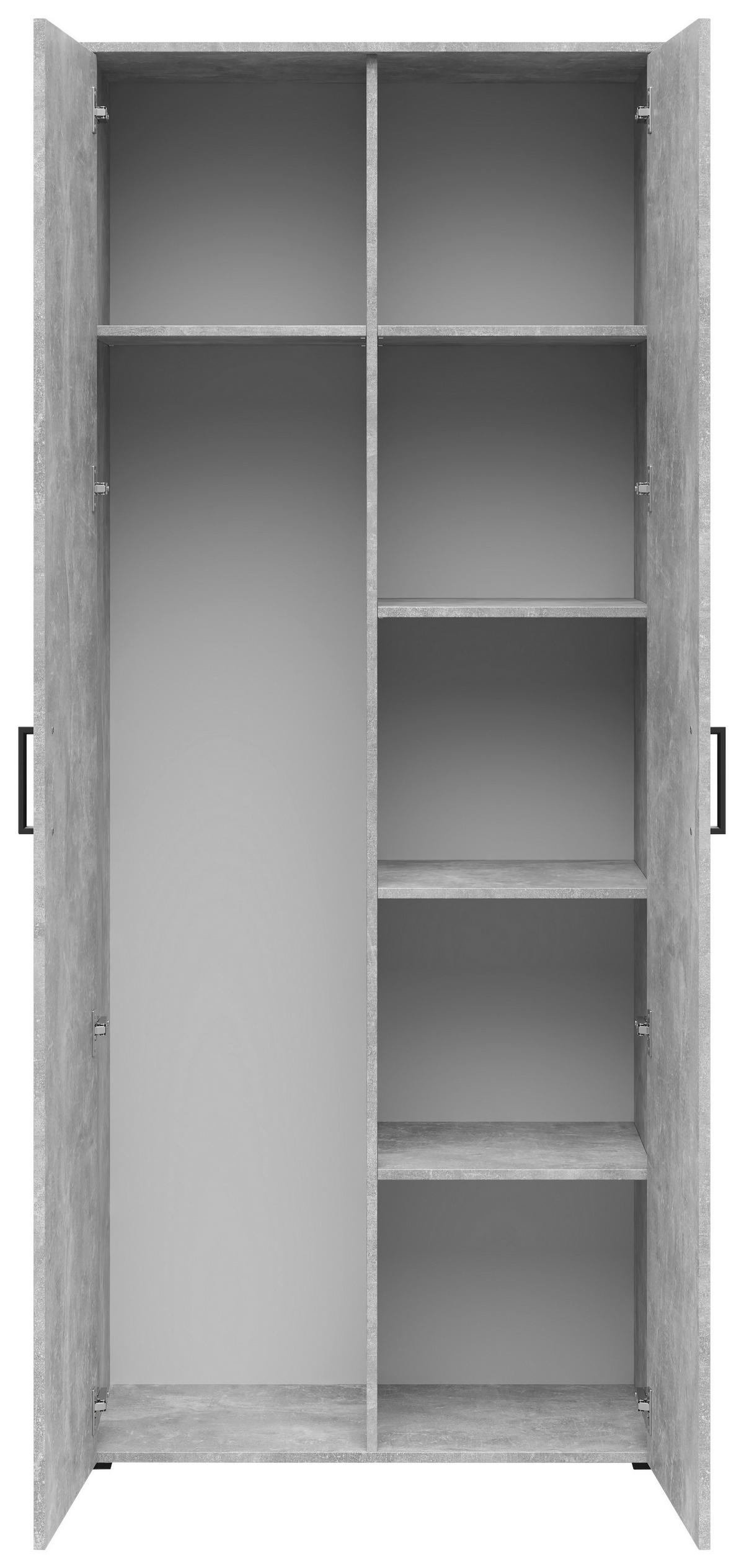 Schrank Multi-Stauraum Typ 38 Beton Optik B/H/T: ca. 80x195x40 cm Multi-Stauraum Typ 38 - Beton (80,00/195,00/40,00cm)