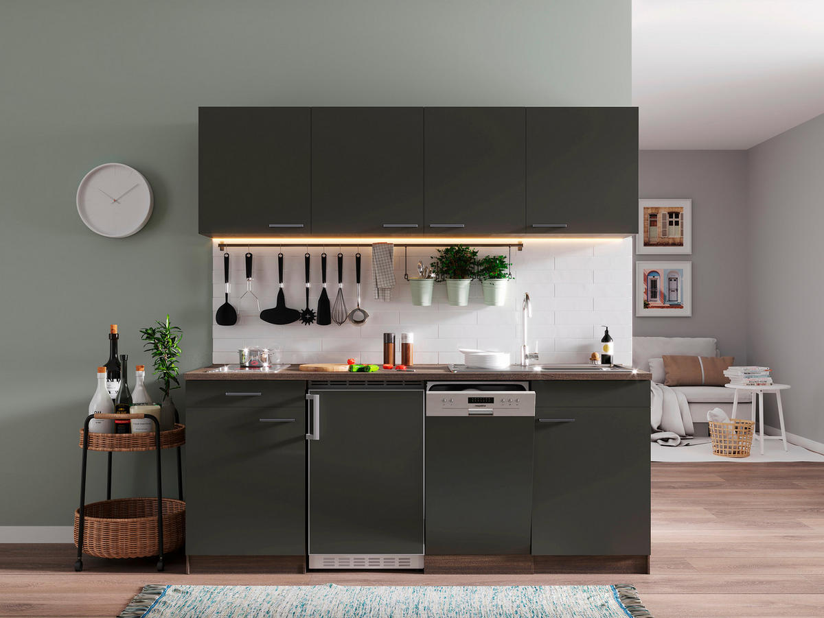 Respekta Küchenblock Economy grau matt B/H/T: ca. 195x200x60 cm Economy - Eiche/grau (195,00/200,00/60,00cm) - Respekta