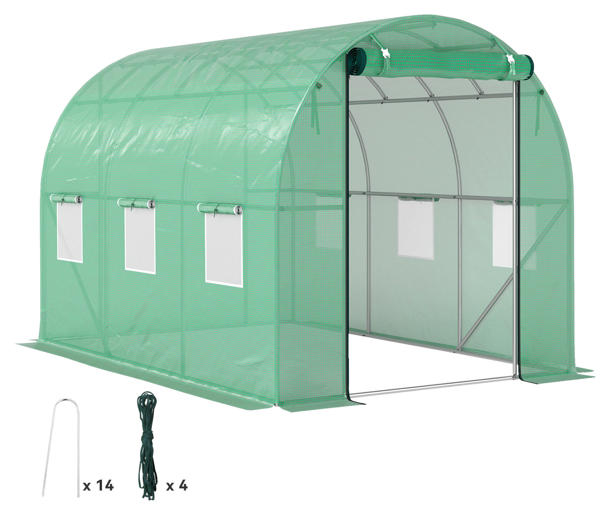 Outsunny Folientunnel B/H/L: ca. 200x195x300 cm Folientunnel - grün (300,00/200,00/195,00cm) - Outsunny