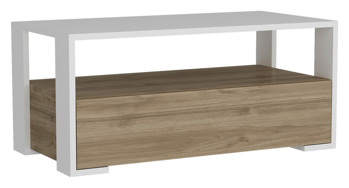 Couchtisch Balina weiß walnuss Nachbildung B/H/T: ca. 90x40x45 cm Balina - weiß/walnuss (90,00/40,00/45,00cm) - moebel17