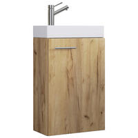 Waschplatz Slito Eiche Honig Nachbildung weiß B/H/T: ca. 41x68x22 cm Slito - Eiche/weiß (41,00/68,00/22,00cm) - VCM Möbel