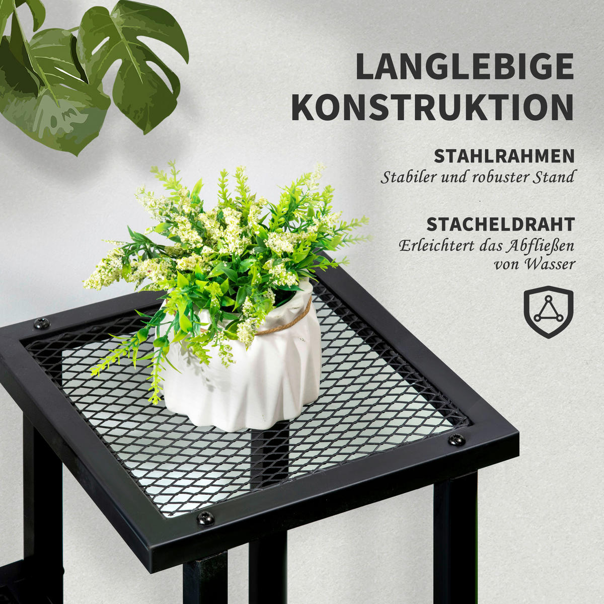 Outsunny Pflanzenständer Pflanzenständer - schwarz (91,00/25,00/83,00cm) - Outsunny
