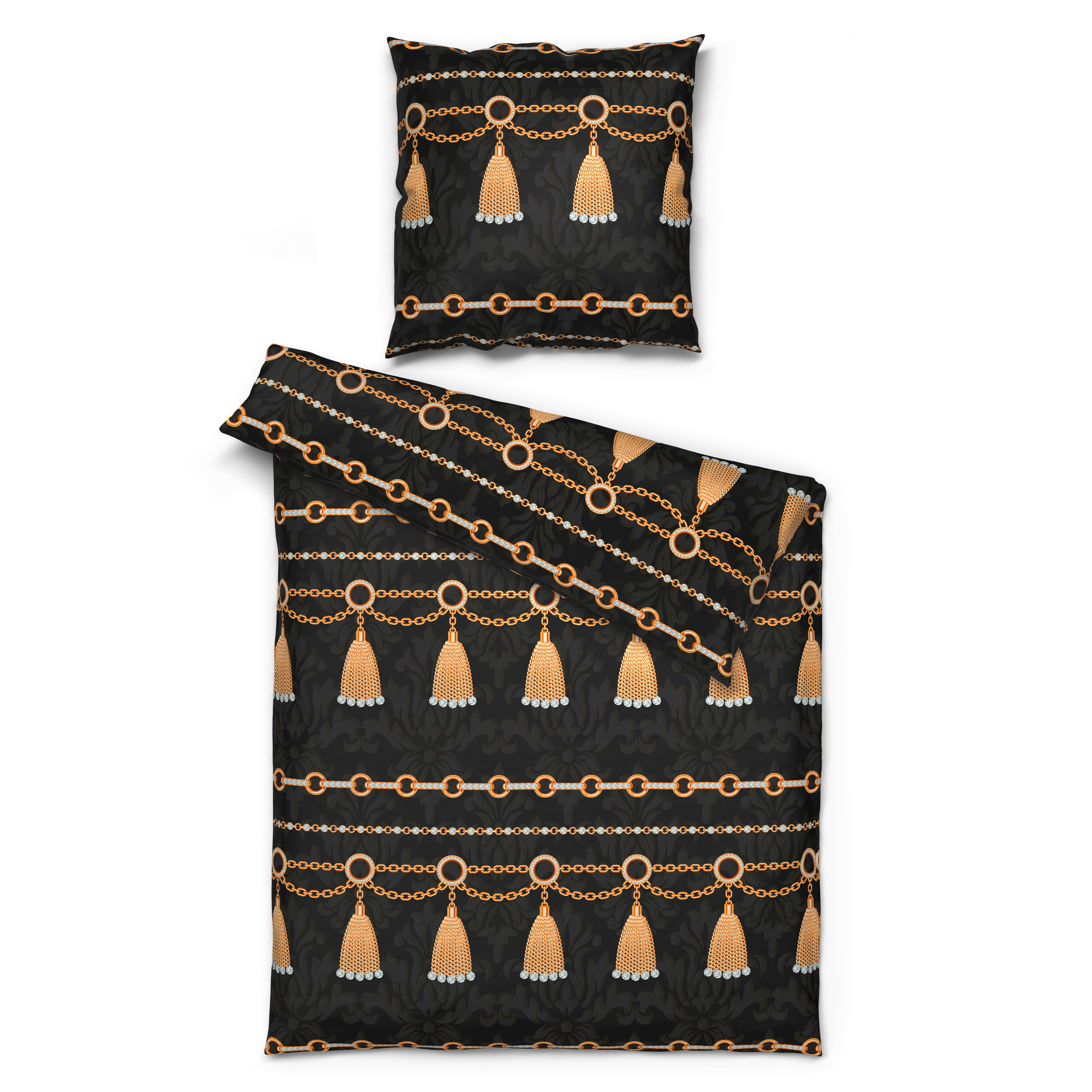 Microfaser Bettwäsche Bettwäsche_Microfaser Quaste - gold/schwarz (135,00/200,00cm)