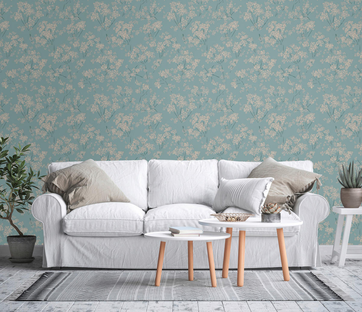 A.S.Creation Vliestapete türkis beige B/H/D: ca. 53x1005x8,6 cm Vliestapete - beige/türkis (8,60/1005,00cm) - A.S.Creation