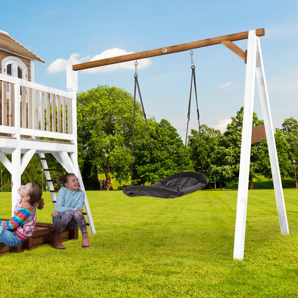 AXI Spielhaus Liam braun B/H/L: ca. 613x291x277 cm Liam - braun/weiß (277,00/613,00/291,00cm) - AXI