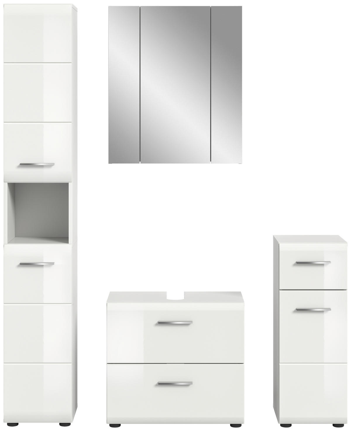 Badezimmer-Set Ice weiß weiß Hochglanz B/H/T: ca. 150x185x30 cm Ice - weiß (150,00/185,00/30,00cm) - xonox.home