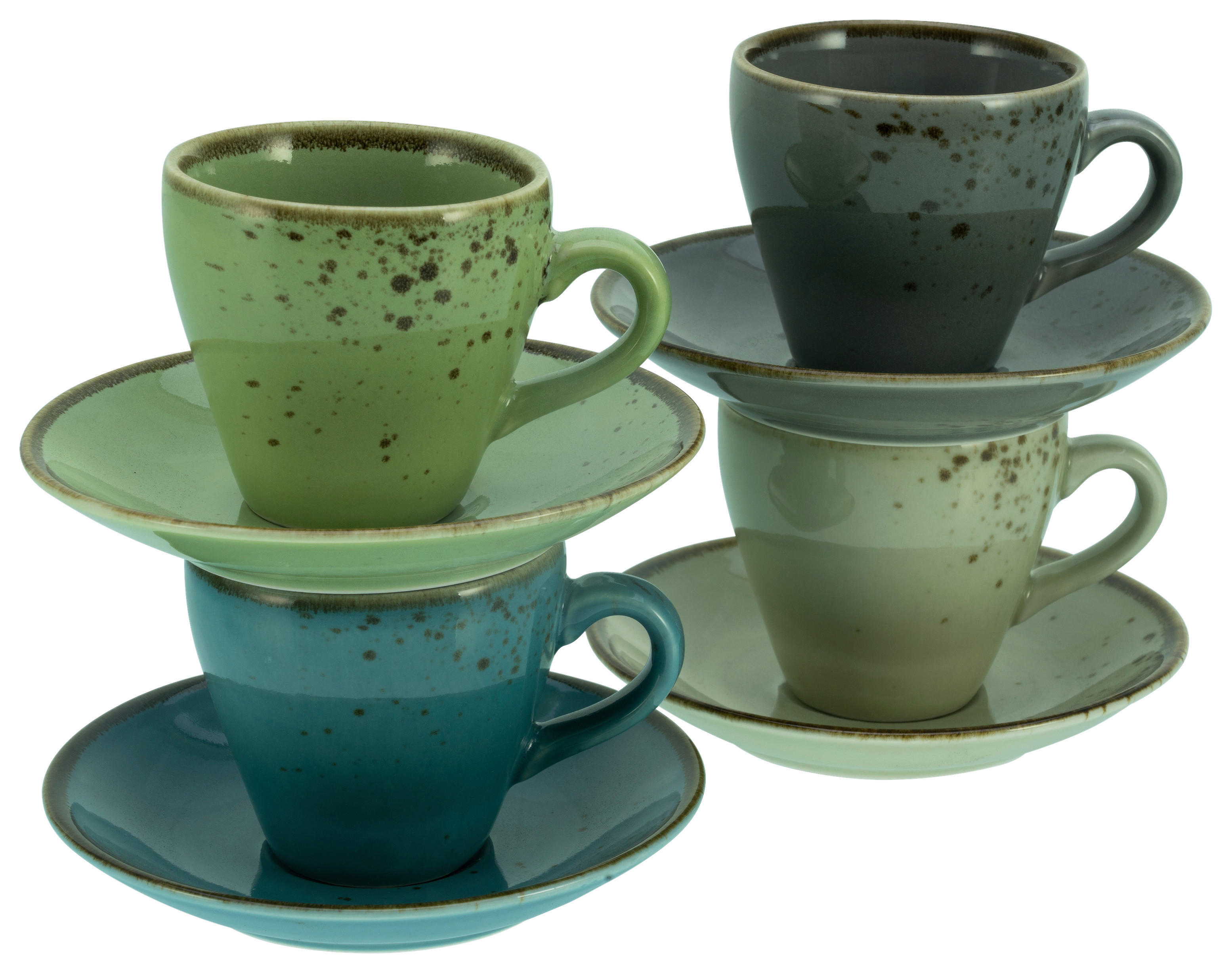 CreaTable Espresso-Set NATURE COLLECTION multicolor Steinzeug NATURE COLLECTION - multicolor - CreaTable