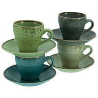 CreaTable Espresso-Set NATURE COLLECTION multicolor Steinzeug NATURE COLLECTION - multicolor - CreaTable
