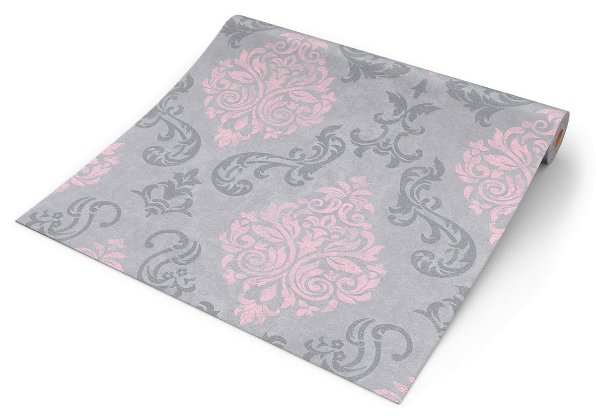 Vliestapete Ornament grau rosa B/L: ca. 53x1005 cm Vliestapete_95372-6 - rosa/grau (53,00/1005,00cm)