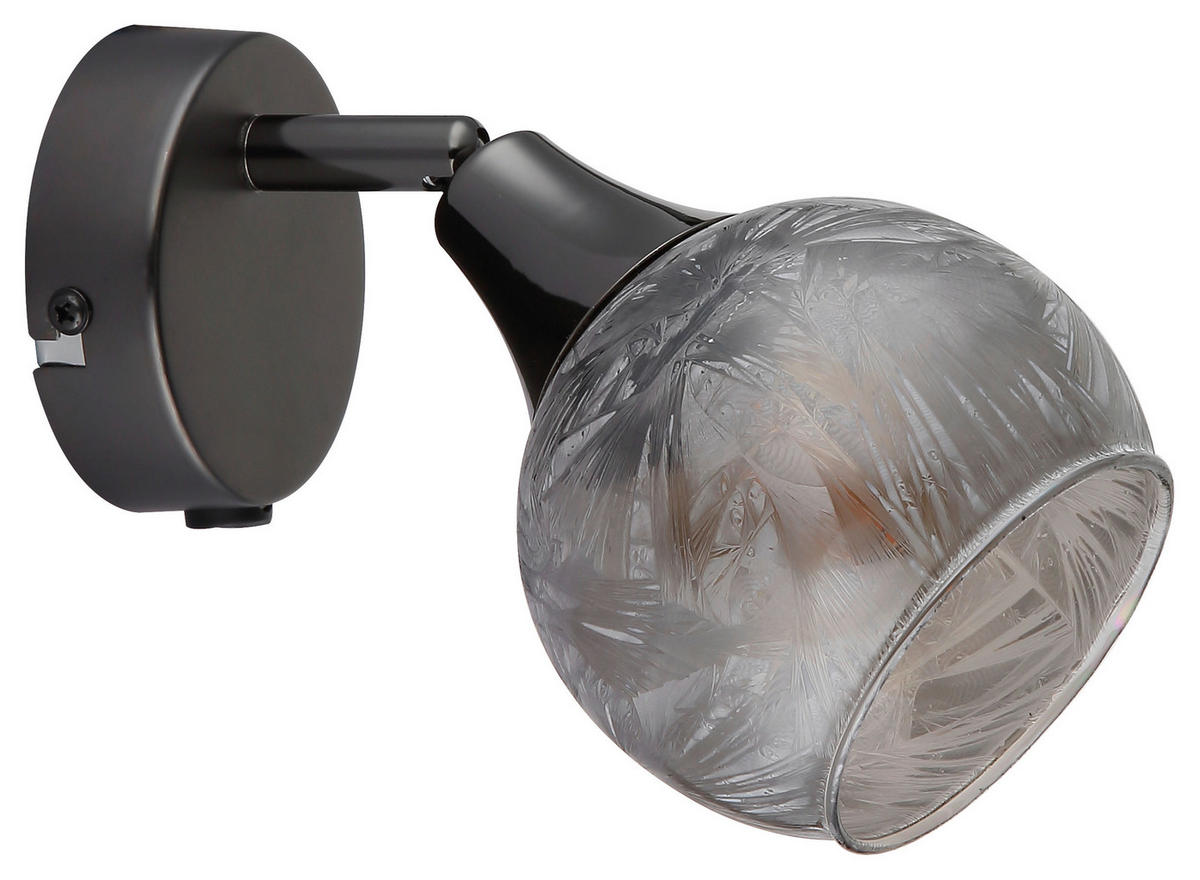GLOBO Strahler schwarz Chrom Metall Glas B/H/L: ca. 12x14,5x14 cm E14 1 Brennstellen Strahler-Frosta - schwarz/Chrom (14,00/12,00/14,50cm) - GLOBO