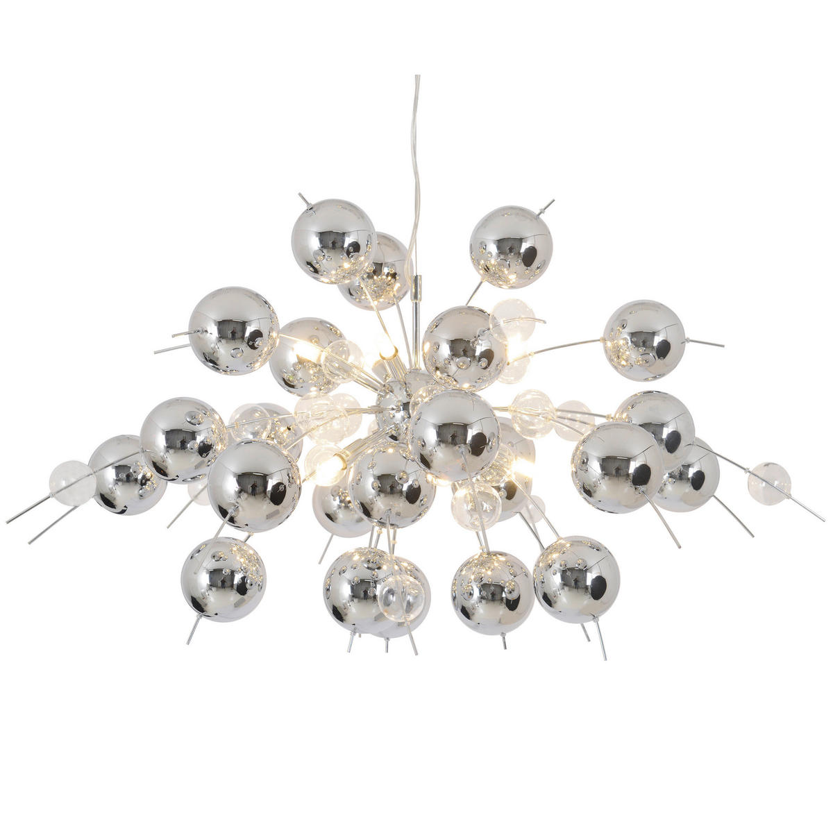 Näve Leuchten Pendelleuchte Chrom Glas Metall B/H/T/D: ca. 98x187x98x98 cm G9 10 Brennstellen EXPLOSION - Chrom (98,00/187,00/98,00cm) - Näve Leuchten