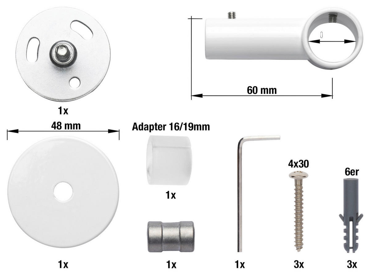 Träger Deckenträger_f.Rohr/Profil - weiß (6,00cm) - ondeco