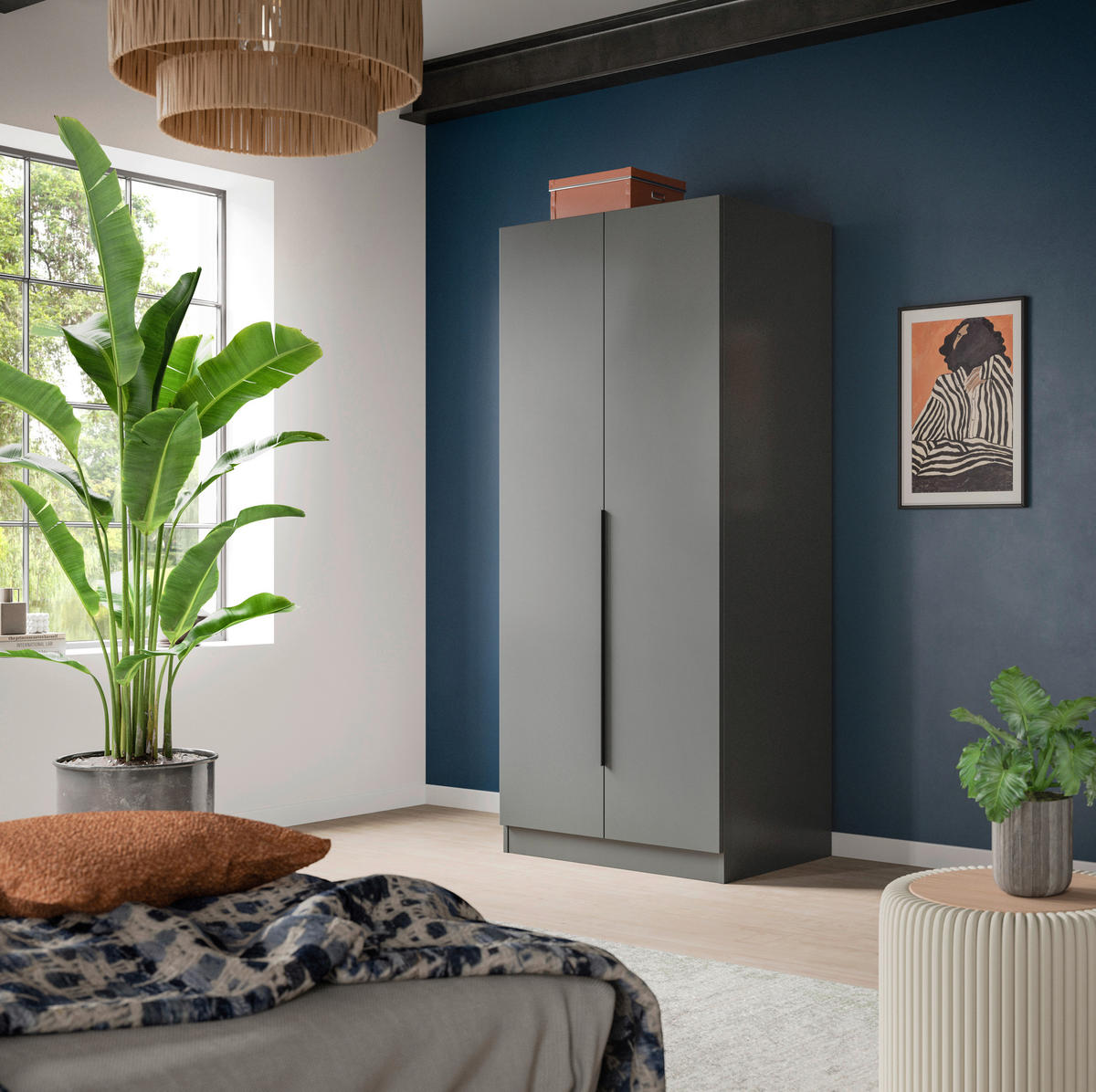 Kleiderschrank KOPENHAGEN anthrazit B/H/T: ca. 80x181x52 cm KOPENHAGEN - anthrazit (80,00/181,00/52,00cm) - xonox.home