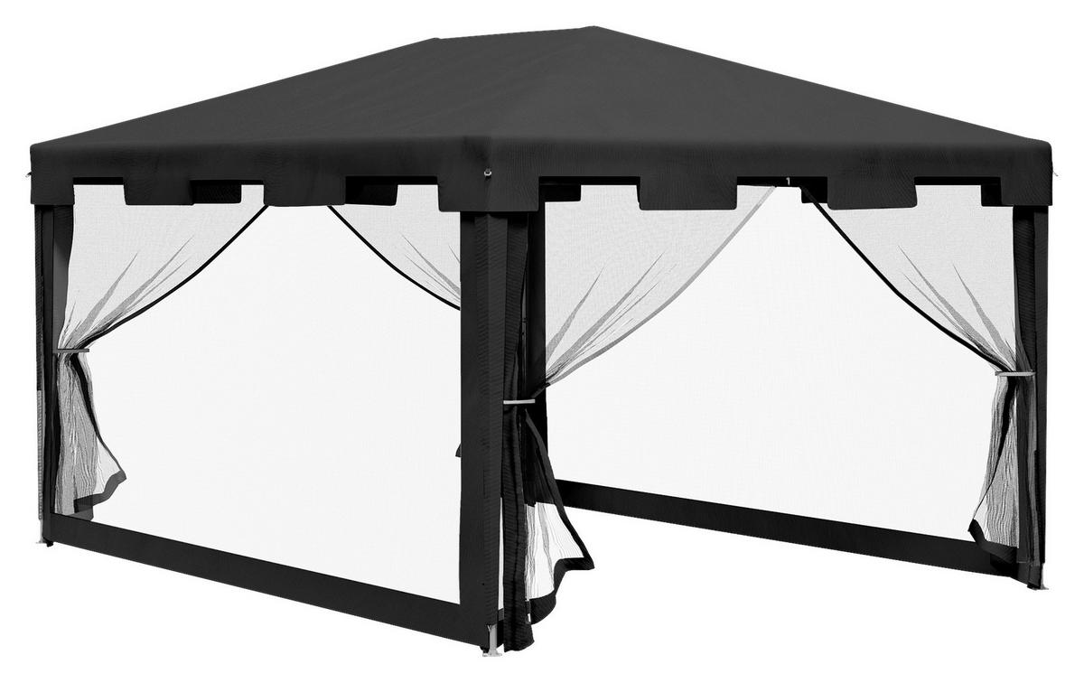 Outsunny Pavillon schwarz Polypropylen B/H/L: ca. 295x395x255 cm Pavillon - schwarz/dunkelgrau (255,00/295,00/395,00cm) - Outsunny