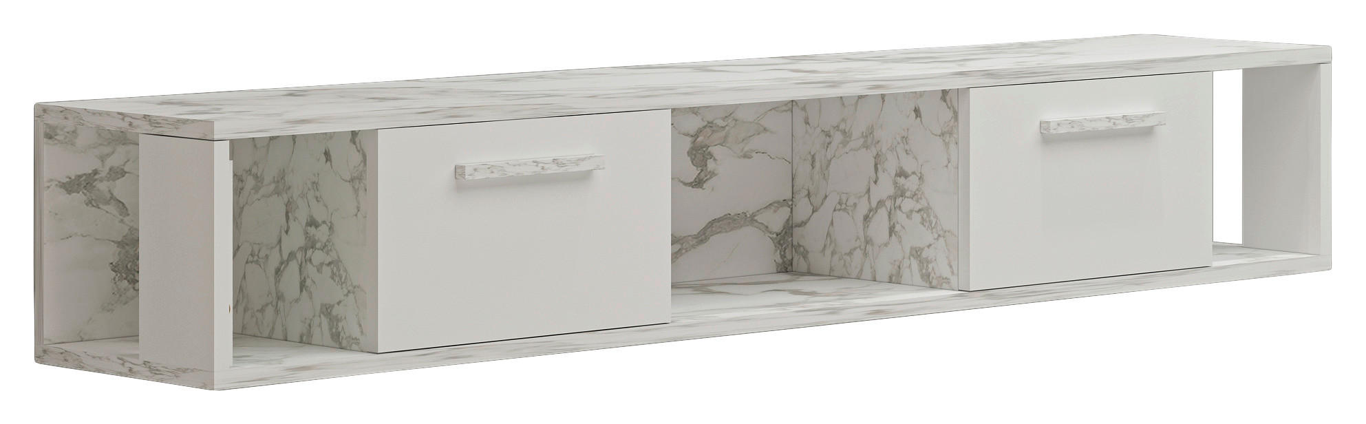 TV-Lowboard Aldora weiß Marmoroptik B/H/T: ca. 160x30x30 cm Aldora - weiß/Marmoroptik (160,00/30,00/30,00cm) - moebel17