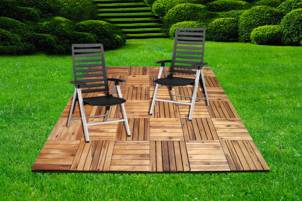 Terrassenfliese Akazie, 9 Stück im Paket braun B/L: ca. 30x30 cm Akazie, 9 Stück im Paket - braun (30,00/30,00/2,40cm)