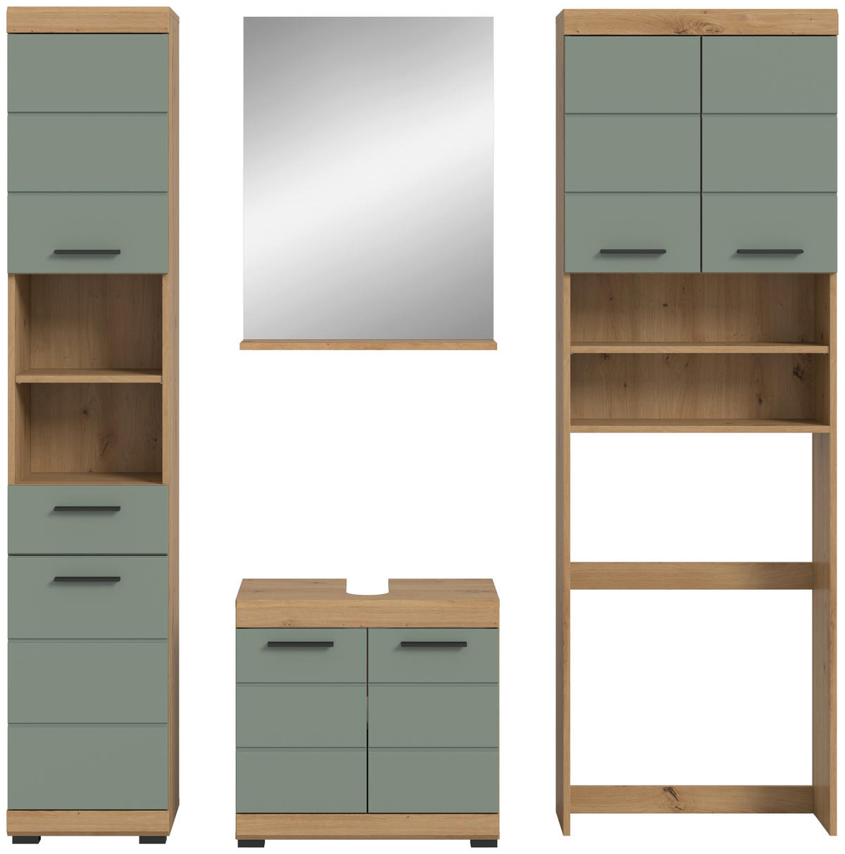 Badezimmer-Set Scout Eiche Artisan Nachbildung salbei Nachbildung B/H/T: ca. 190x191x34 cm Scout - Eiche/salbei (190,00/191,00/34,00cm) - xonox.home