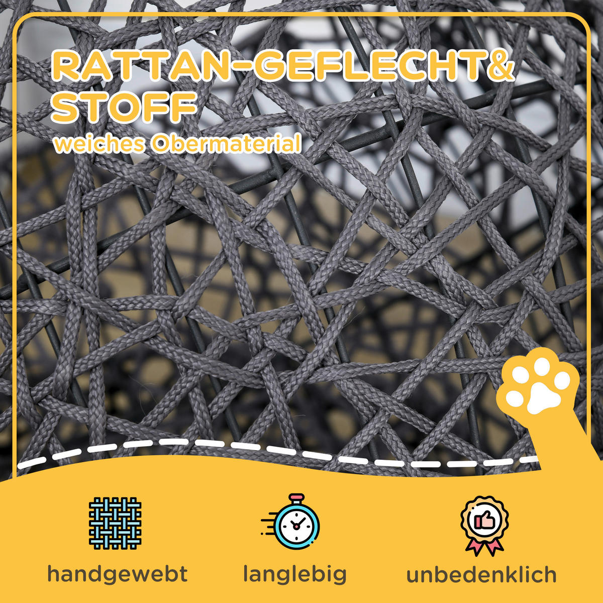 PawHut Katzenkorb cremeweiß Baumwolle B/H/L: ca. 50x60x50 cm Katzenkorb - cremeweiß/violett (50,00/50,00/60,00cm) - PawHut