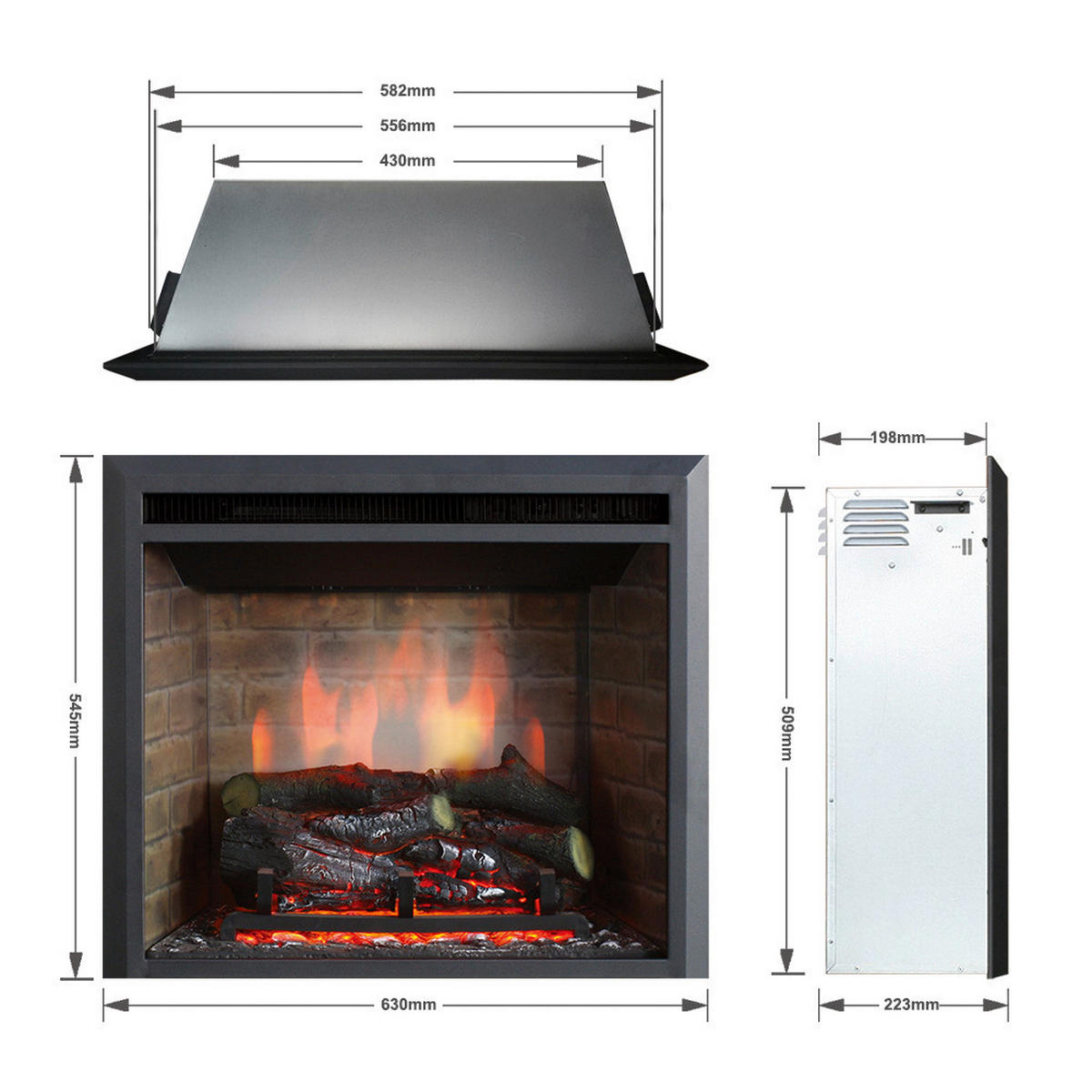 Balderia Einbaukamin Calida schwarz MDF B/H/T: ca. 54,5x63x22,3 cm Elekt.-Kamin Calida 23" EF42C - schwarz (54,50/63,00/22,30cm) - Balderia