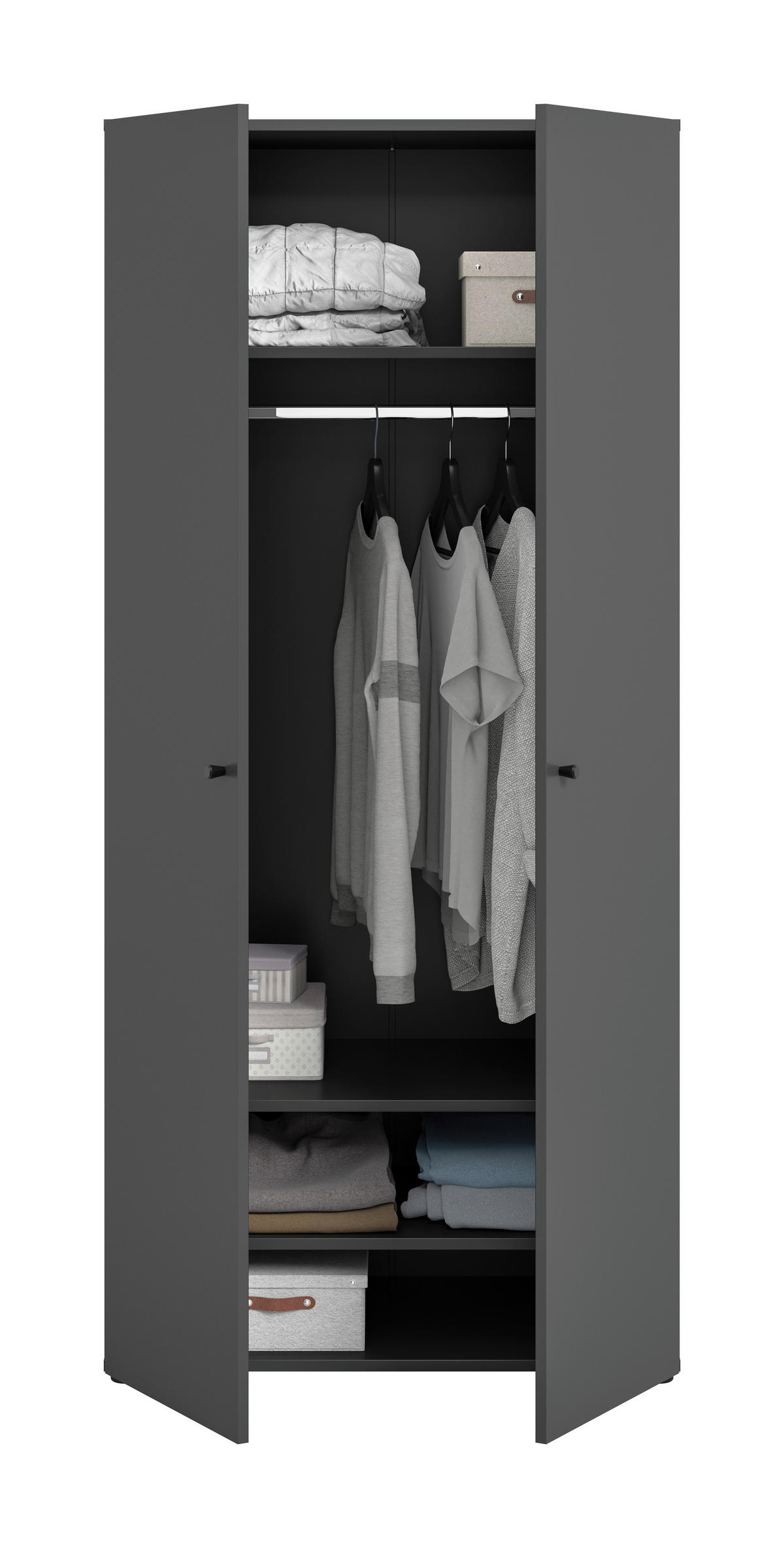Kleiderschrank DARWIN anthrazit B/H/T: ca. 80x176x51 cm DARWIN - anthrazit (80,00/176,00/51,00cm) - xonox.home
