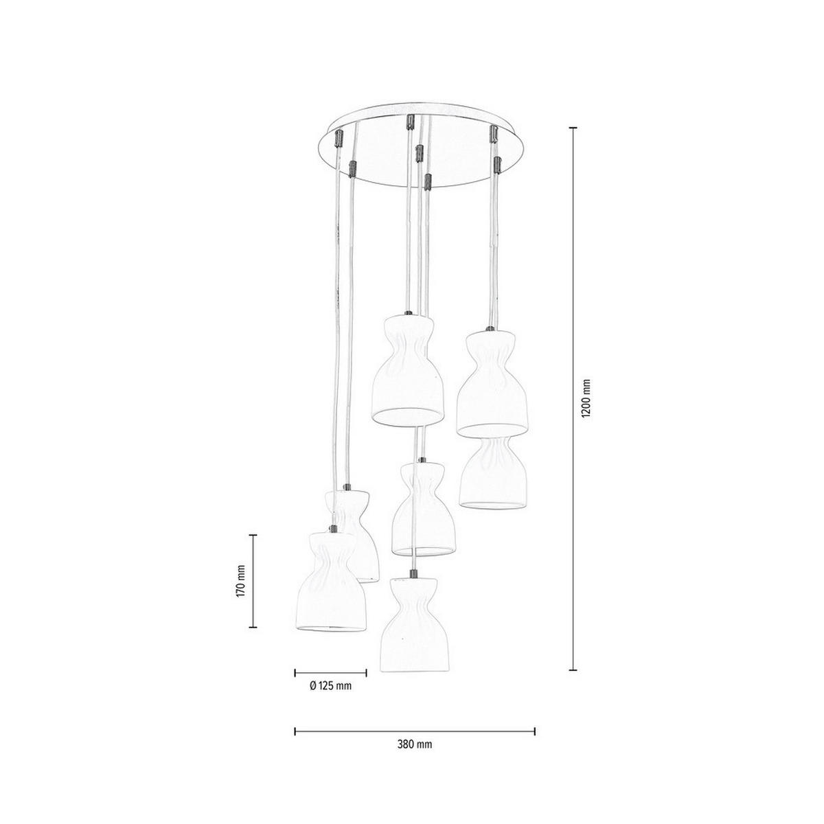 SPOT Light Pendelleuchte Noelle Chrom weiß Metall Keramik H/D: ca. 120x38 cm E14 7 Brennstellen Noelle - weiß/Chrom (38,00/120,00cm) - SPOT Light