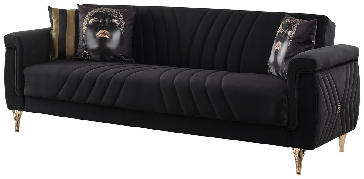 Schlafsofa Lozan schwarz B/H/T/L: ca. 230x49x86x84 cm Lozan - gold/schwarz (84,00/230,00/49,00cm)