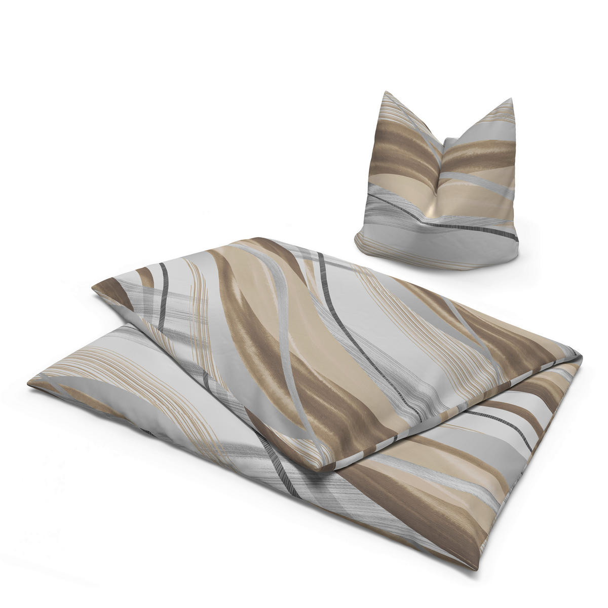 Baumwoll Bettwäsche Renforce Bettwäsche_Renforce_Tova Welle - beige/weiß (135,00/200,00cm) - beau rêve