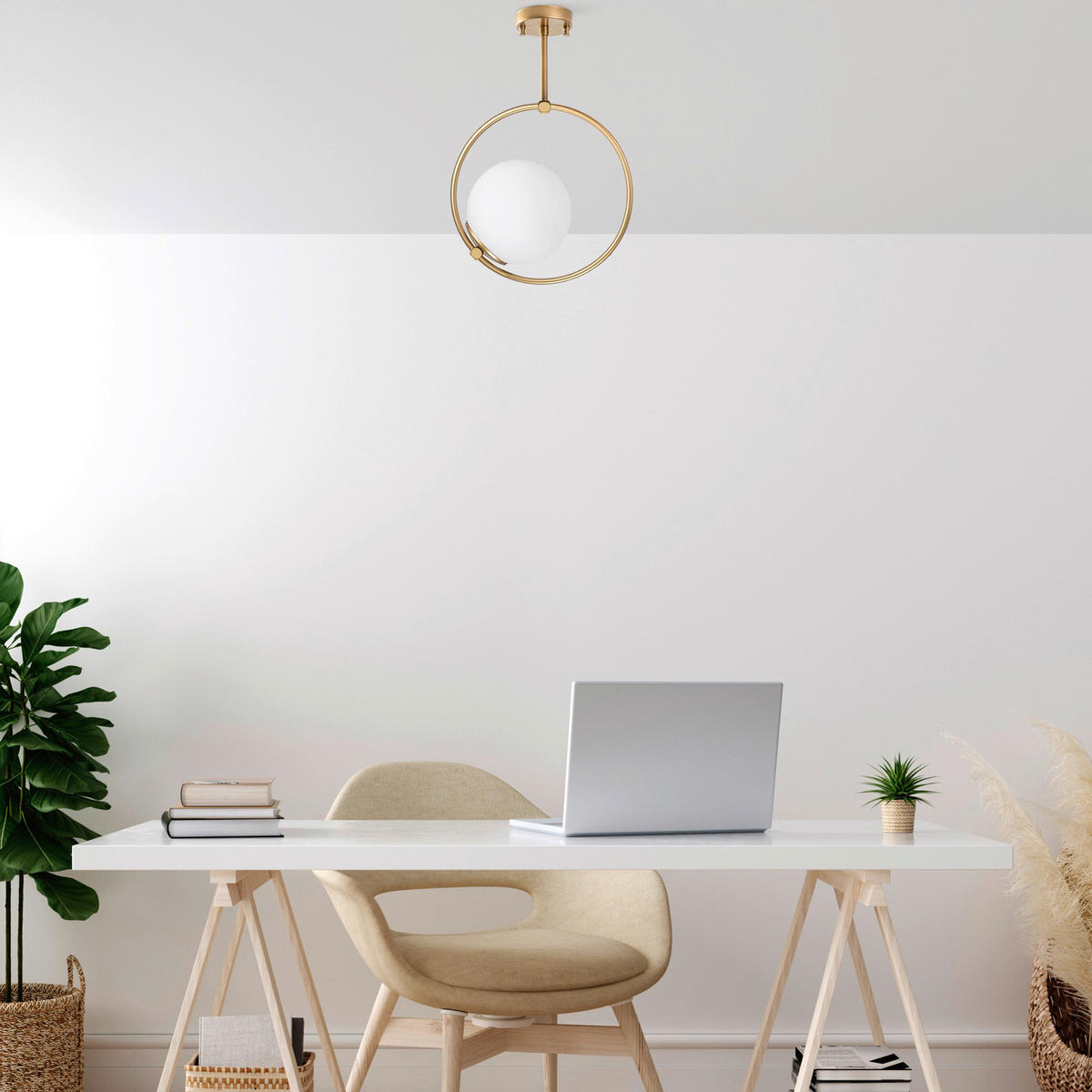 Opviq Deckenleuchte Dolunay-3903 gold B/H/T/L: ca. 26x39x15x26 cm E27 1 Brennstellen Dolunay - gold (26,00/26,00/39,00cm) - Opviq