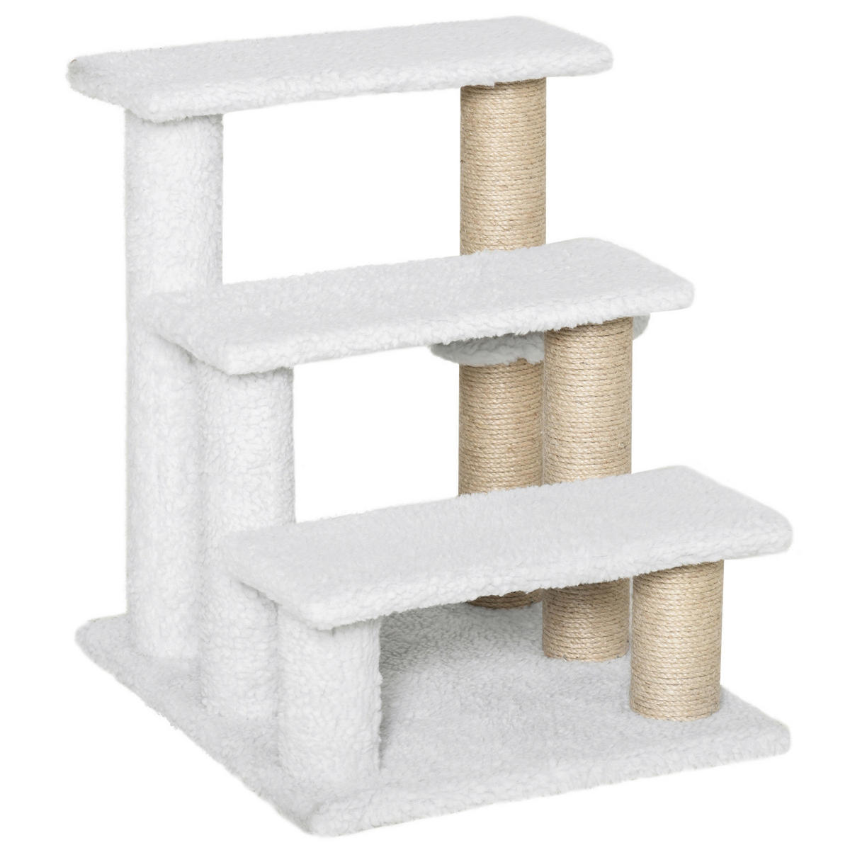 PawHut Haustiertreppe weiß Spanplatte B/H/L: ca. 40x48x45 cm Haustiertreppe - weiß (45,00/40,00/48,00cm) - PawHut