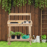 Outsunny Pflanztischmit Rollen natur B/H/L: ca. 45x119x92 cm Gärtnertisch 845-460ND - natur (92,00/45,00/119,00cm) - Outsunny