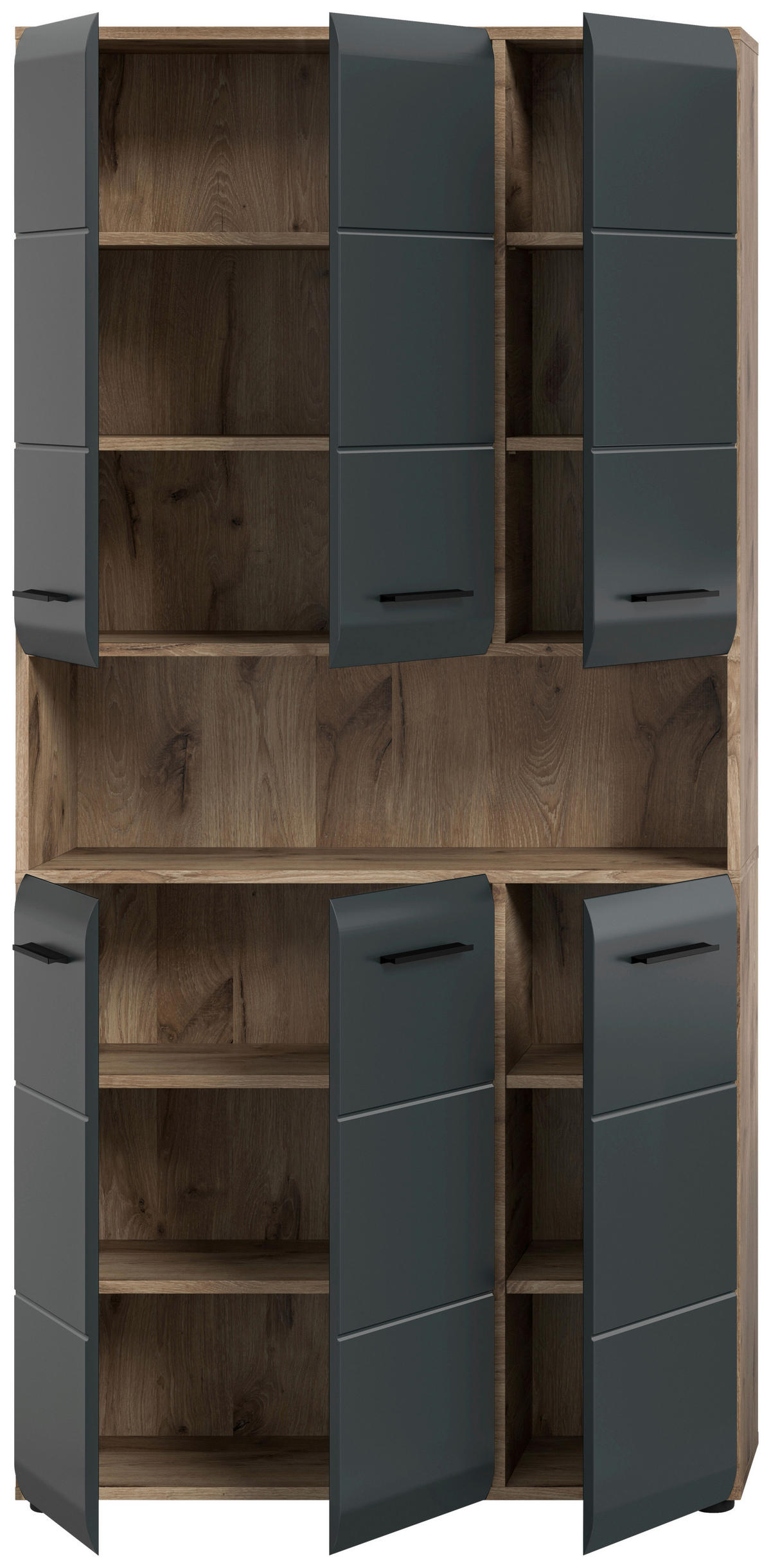 Mehrzweckschrank Ice Nox Oak Nachbildung schwarz matt B/H/T: ca. 90x185x30 cm Ice - schwarz (90,00/185,00/30,00cm) - xonox.home