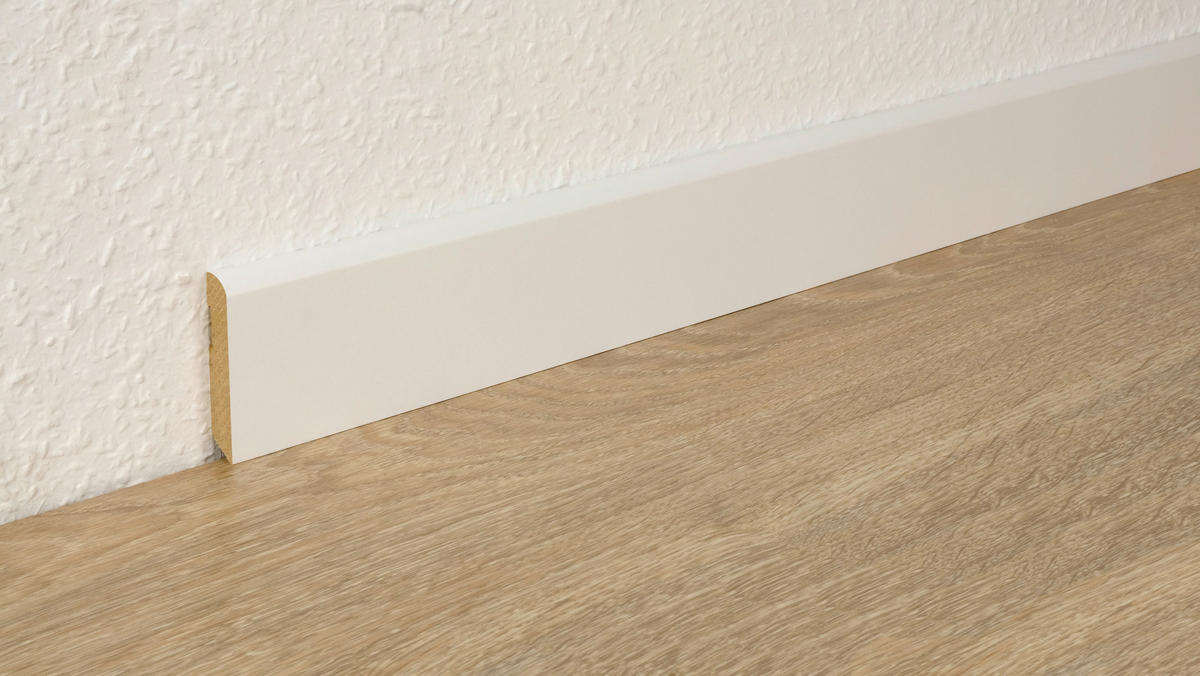 Sockelleiste L/B/H: ca. 250x1x5,8 cm pro Stück Sockelleiste_Basic 58mm weiß - weiß (250,00/1,00/5,80cm)