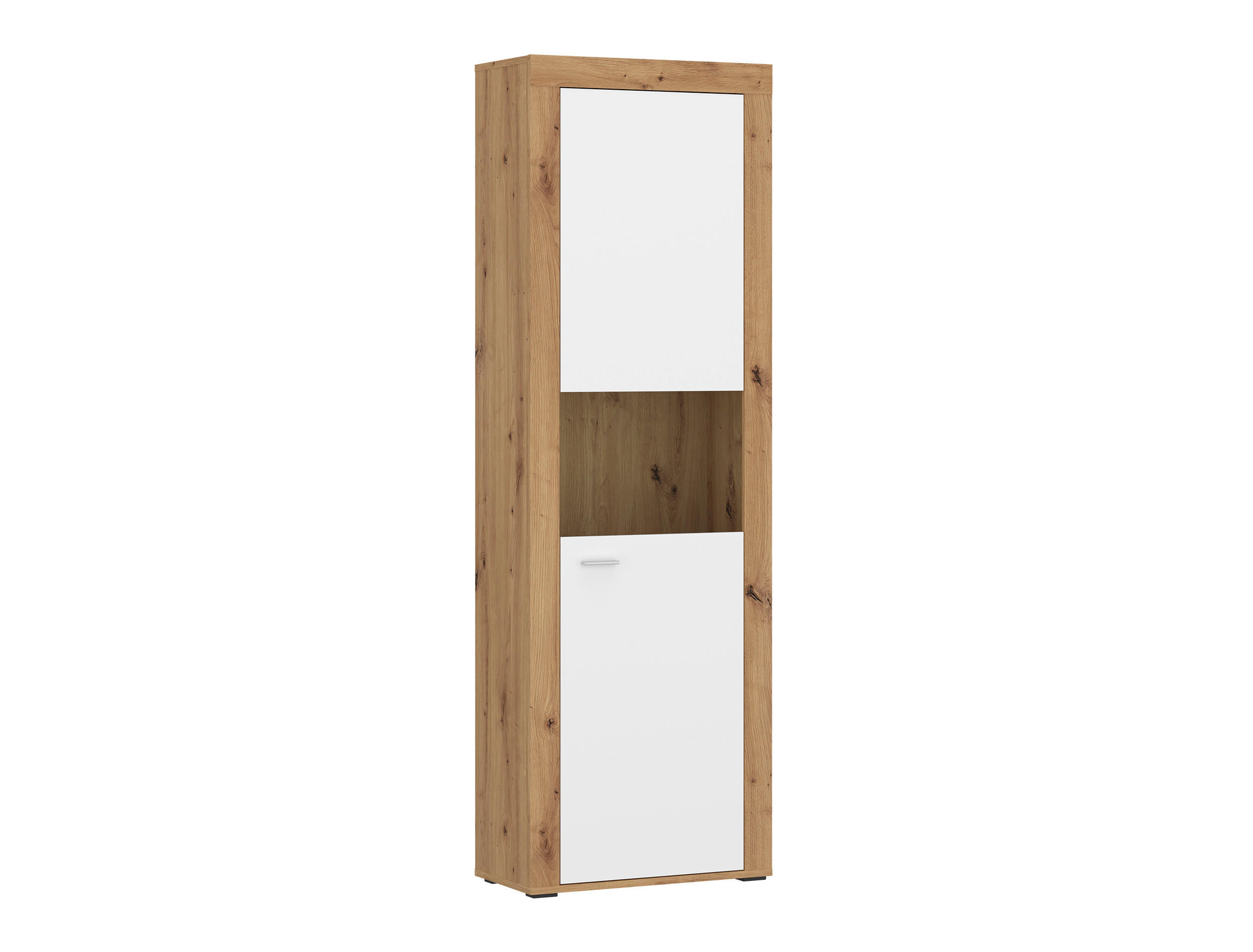 Vitrine Mallorca Plus Eiche Artisan Nachbildung weiß B/H/T: ca. 60x190x35 cm Mallorca Plus - Eiche/weiß (60,00/190,00/35,00cm)