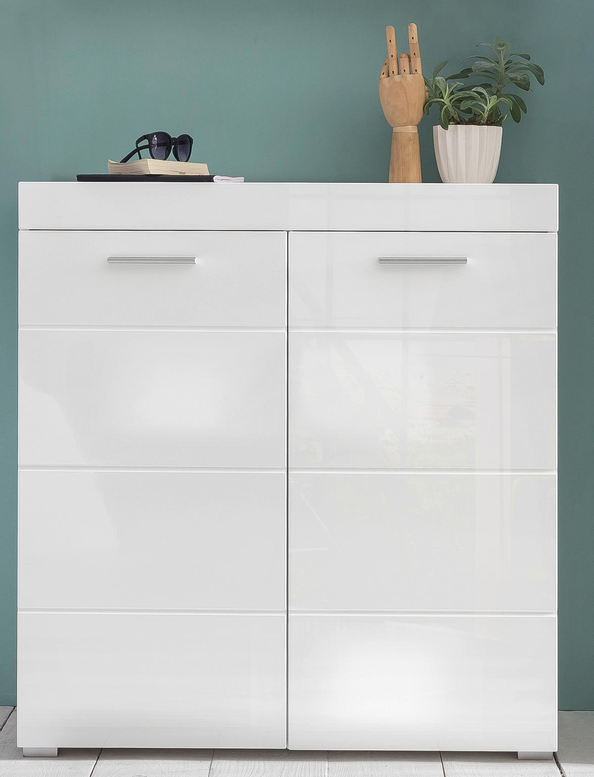 Schuhschrank Amanda weiß Hochglanz weiß B/H/T: ca. 91x97x38 cm Amanda - weiß (91,00/97,00/38,00cm) - Trendteam