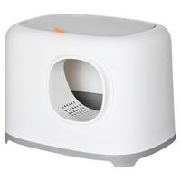 PawHut Katzentoilette hellgrau Kunststoff B/H/L: ca. 40x39x55 cm Katzentoilette - hellgrau/weiß (55,00/40,00/39,00cm) - PawHut