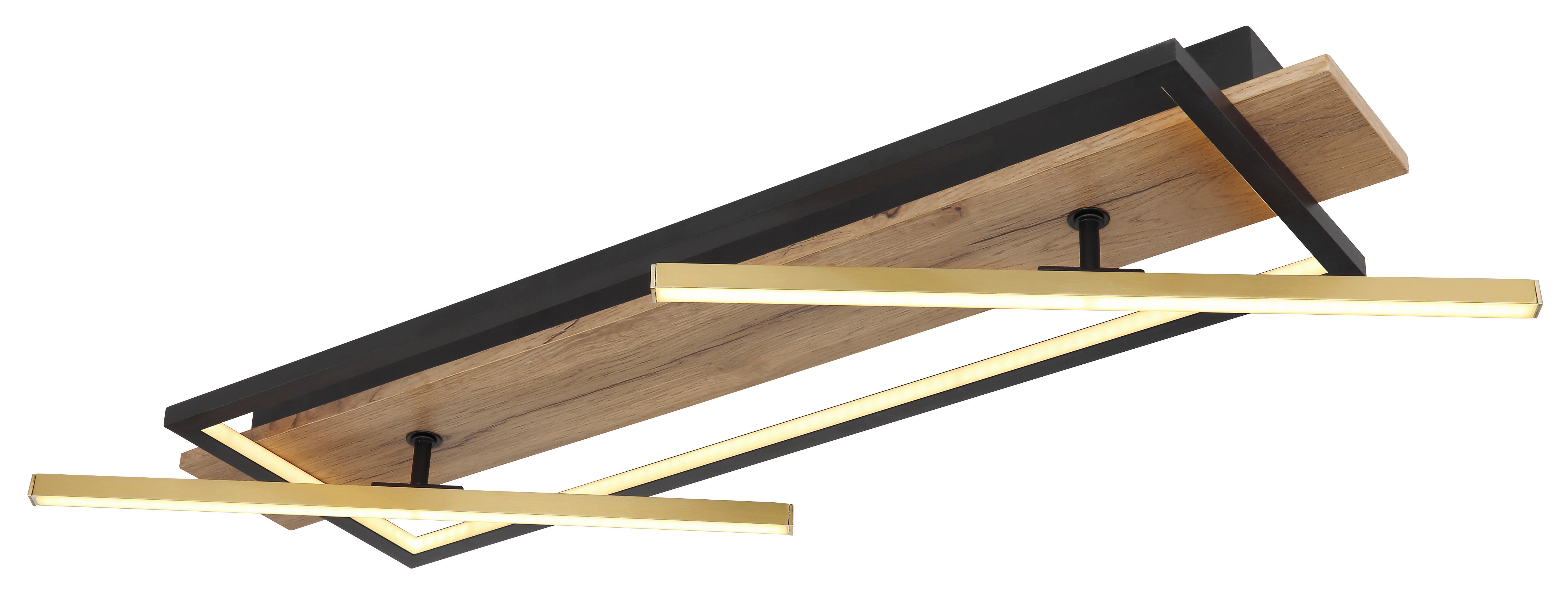 GLOBO LED-Deckenleuchte dunkelbraun schwarz messing MDF Metall Aluminium B/H/T: ca. 40,5x9x81,5 cm BEATRIX - messing/dunkelbraun (40,50/9,00/81,50cm) - GLOBO