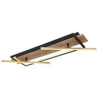 GLOBO LED-Deckenleuchte dunkelbraun schwarz messing MDF Metall Aluminium B/H/T: ca. 40,5x9x81,5 cm BEATRIX - messing/dunkelbraun (40,50/9,00/81,50cm) - GLOBO
