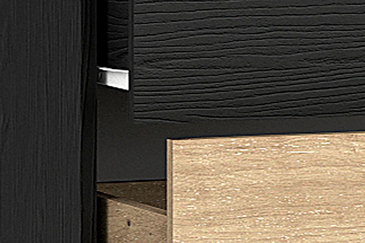 Kommode RIMINI schwarz Eiche Nachbildung B/H/T: ca. 80x80x40 cm RIMINI - Eiche/schwarz (80,00/80,00/40,00cm) - byLIVING