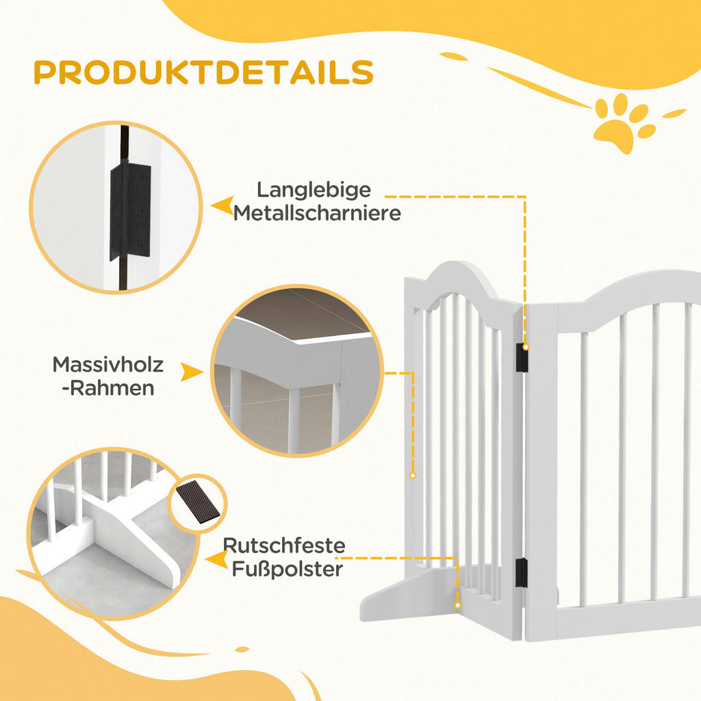 Thumbnail - PawHut Hunde-Absperrgitter weiß MDF B/H/L: ca. 29,5x61x254,5 cm