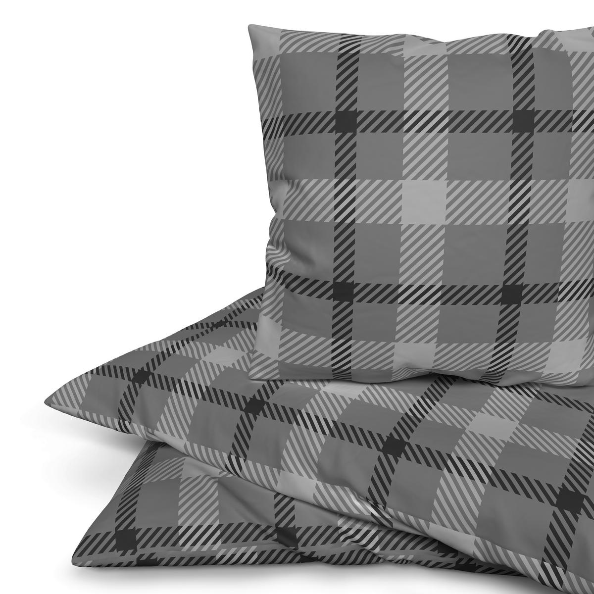 Baumwoll Bettwäsche Biber Bettwäsche_Biber_Balthasar 155x220 - dunkelgrau (155,00/220,00cm) - beau rêve